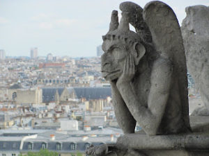 Gargoyle on Notre Dame (chin on hands, sticking out tongue)