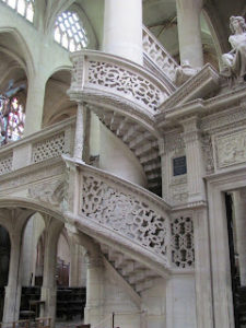 Closer view of one of the spiral staircases